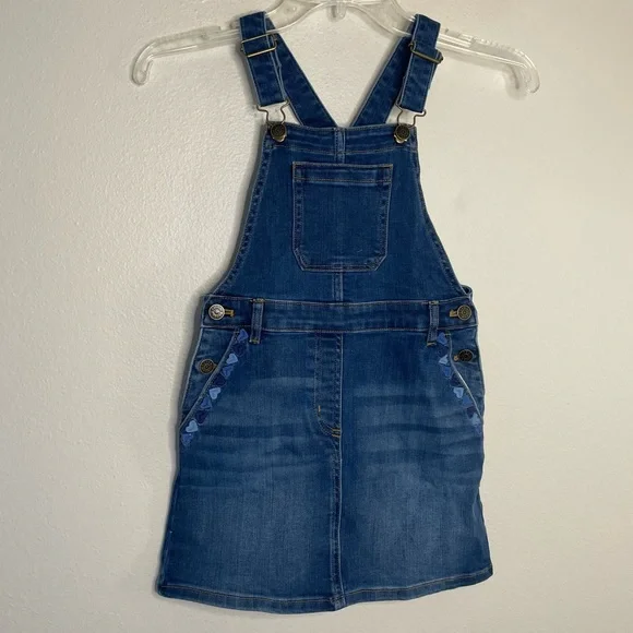 Crewcuts girls overall dress denim heart embroidered - Picture 1 of 8